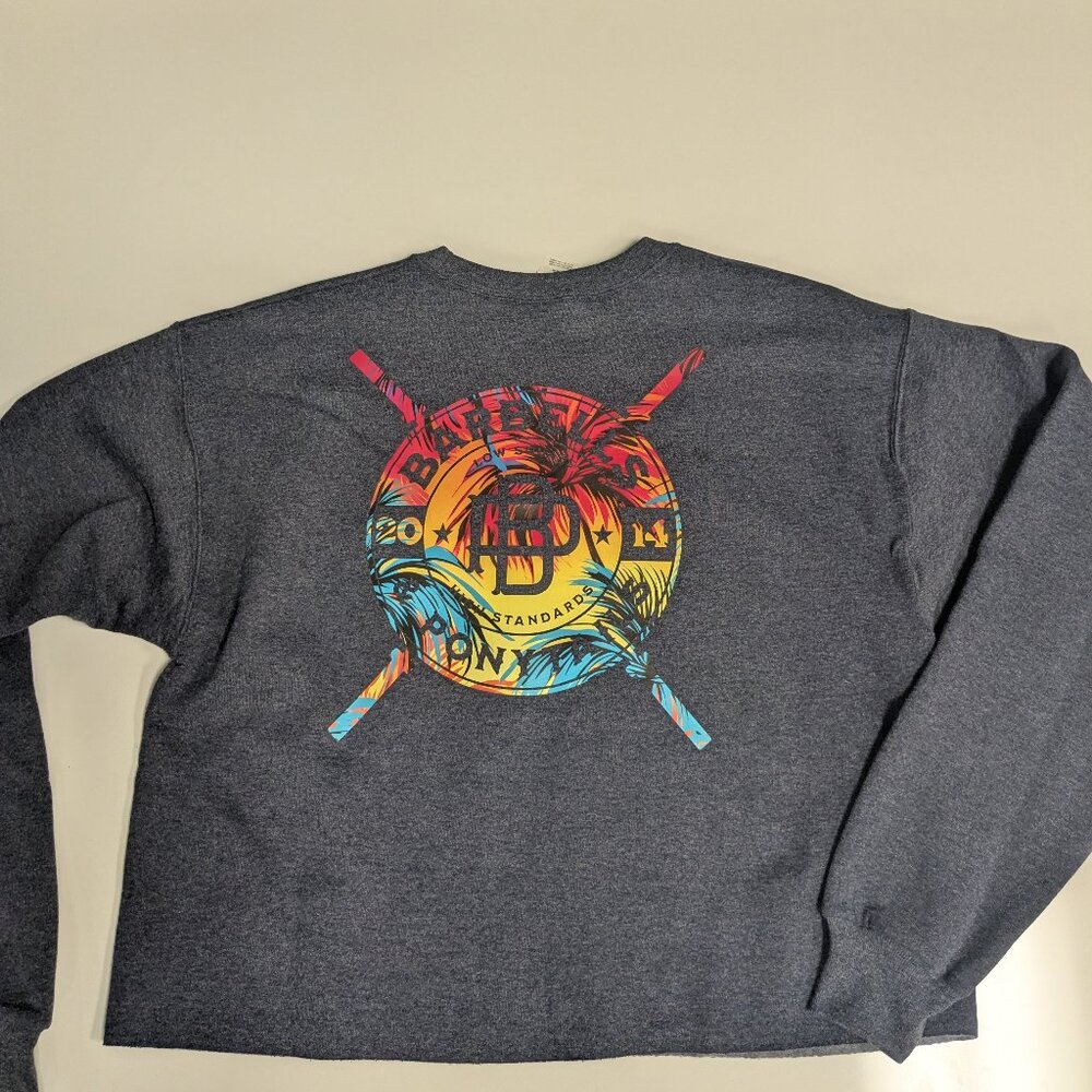 Barbells And Ponytails Crop "Tropical" Pullover Sweatshirt Sz M New